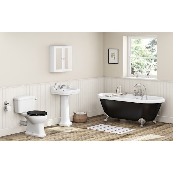 Camberley black bathroom suite with freestanding bath