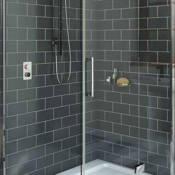 Mode Touch digital thermostatic shower set with round wall arm and slider kit
