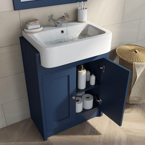 Orchard Dulwich matt navy furniture package with floorstanding vanity unit 600mm
