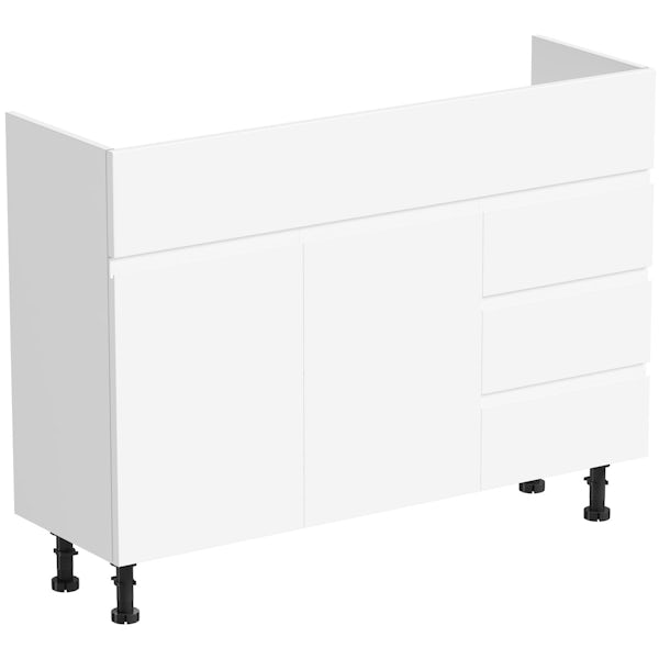 Orchard Wharfe white straight large storage fitted furniture pack with beige worktop