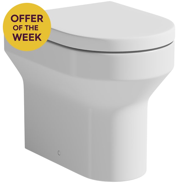 Oakley back to wall toilet with soft close toilet seat