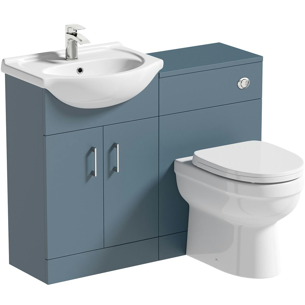 Orchard Lea ocean blue 1060mm combination and Eden back to wall toilet with seat