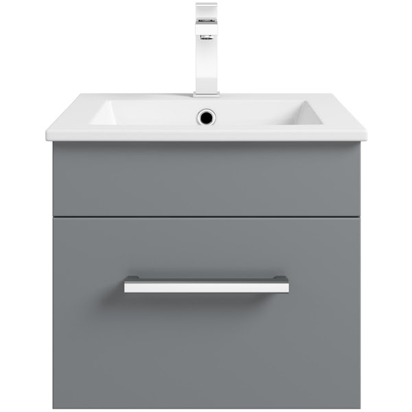 Orchard Derwent grey wall hung cloakroom vanity unit and basin 420mm