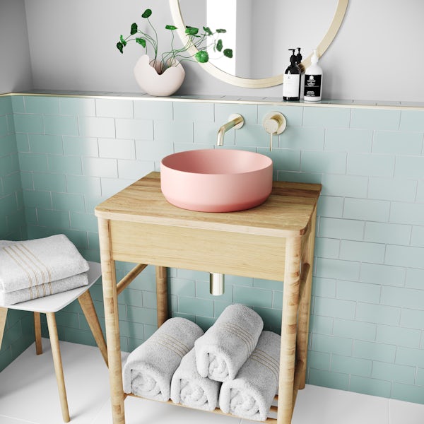 Mode Orion pink coloured countertop basin 355mm