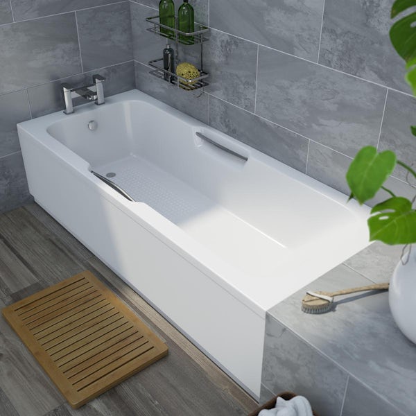 Orchard eco low straight bath with twin grips