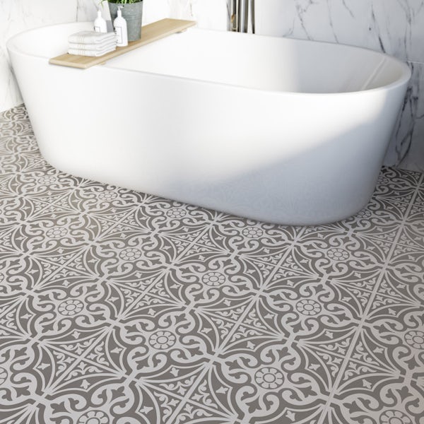 British Ceramic Tile Victoriana feature grey matt floor tile 331mm x 331mm