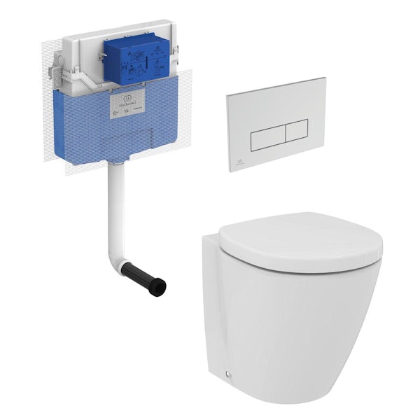 Ideal Standard Concept Space short projection back to wall toilet, seat, concealed cistern and square flush plate