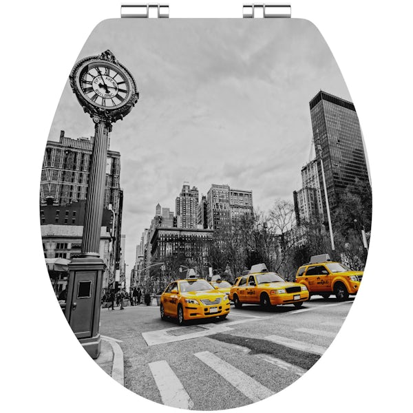New York taxi acrylic toilet seat with soft close quick release hinge