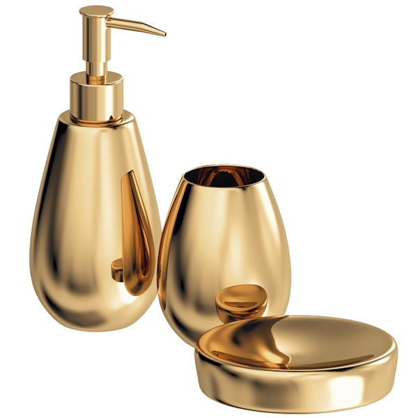 Magpie gold 3pc bathroom accessory set