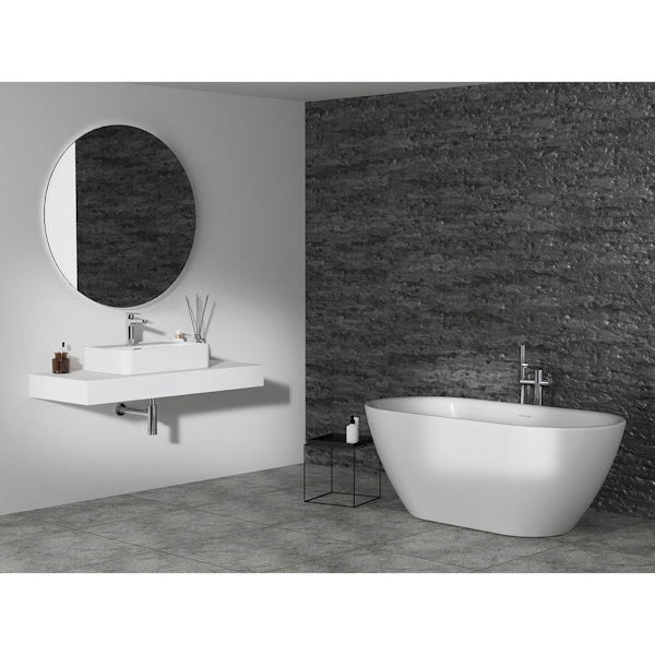 Ideal Standard Adapto oval freestanding bath with clicker waste and slotted overflow 1550 x 750