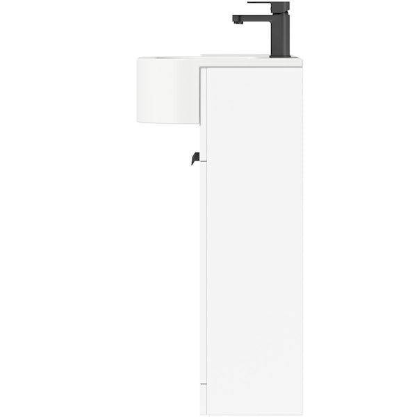 Mode Taw P shape gloss white right handed combination unit with black handles and tap