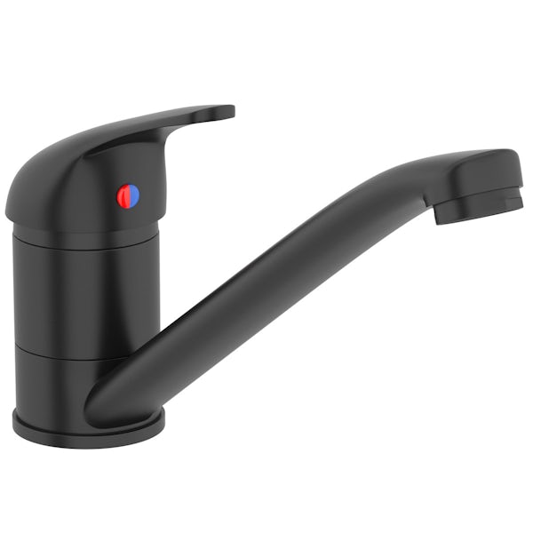 Clarity matt black single lever kitchen sink mixer tap with swivel spout