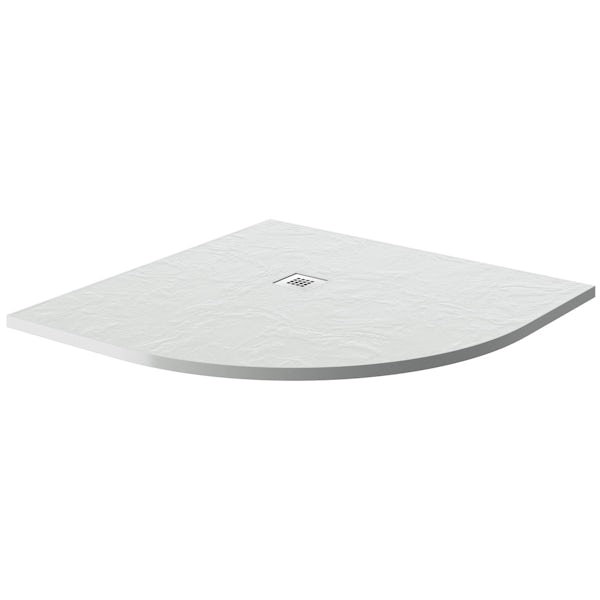 Mode white slate effect quadrant stone shower tray 900 x 900