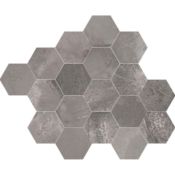 Calcolo charcoal hexagon wall and floor tile 175 x 202mm