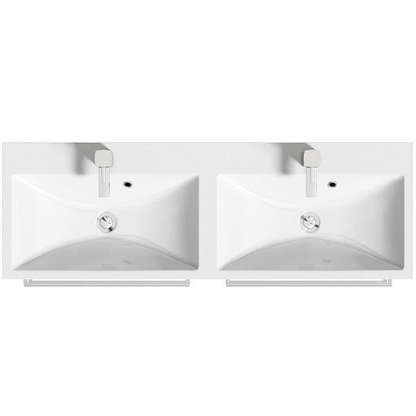 Orchard Wye walnut wall hung double vanity unit and basin 1200mm with tap