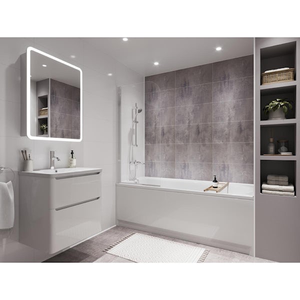 Showerwall cement 60 x 30 tile effect shower wall panel 2400 x 600 pack of 2
