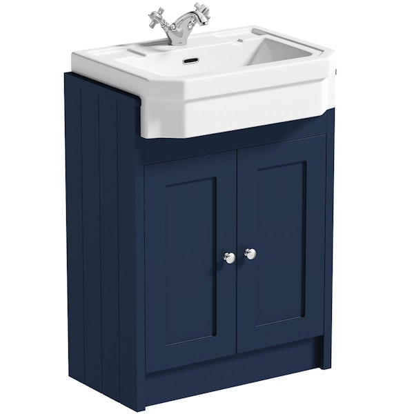 Orchard Dulwich navy floorstanding double vanity unit and Eton basin with storage