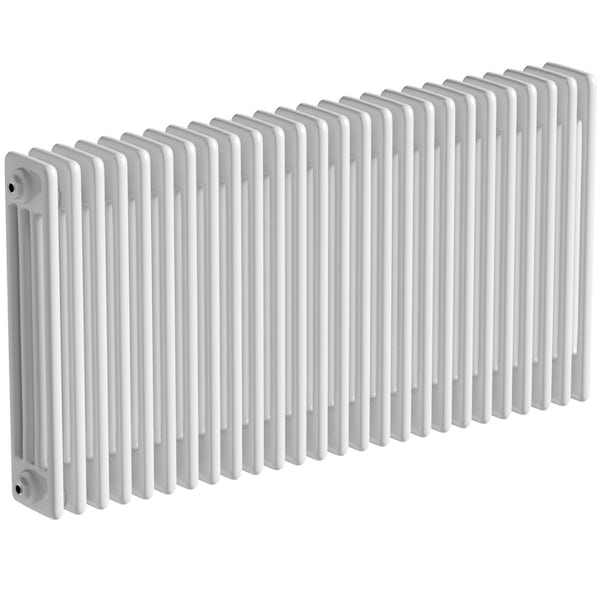 The Bath Co. Camberley white 4 column radiator 600 x 1194 with angled valves