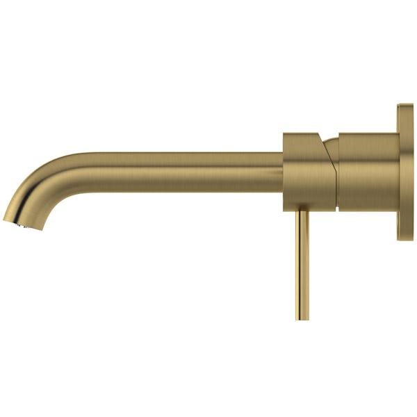 Mode Spencer round brushed brass wall mounted bath mixer tap