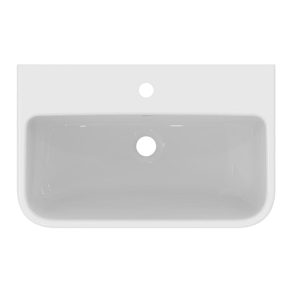 Ideal Standard i.life S 1 tap hole semi pedestal basin 600mm with fixing kit