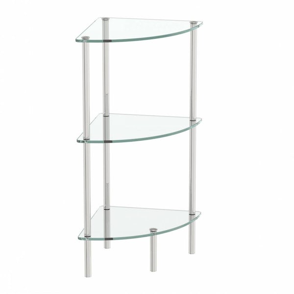 Options Freestanding Quadrant 3 Glass Shelf Unit