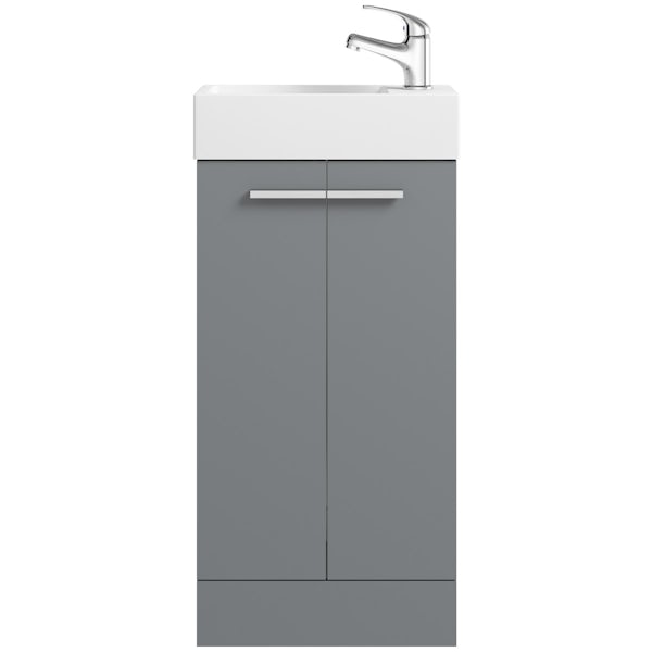 Clarity Compact satin grey vanity unit and basin 410mm