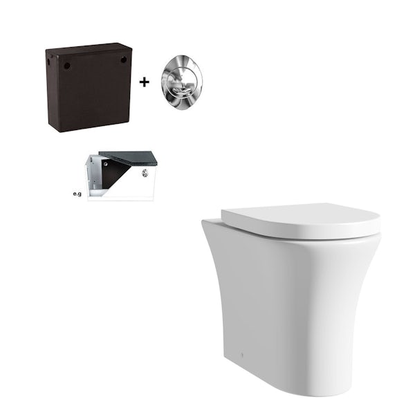 Hardy back to wall toilet with soft close seat and concealed cistern