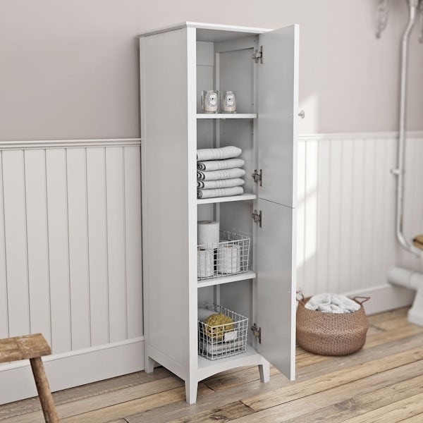 The Bath Co. Camberley white tall storage unit