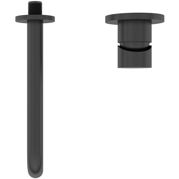 Mode Spencer round wall mounted black basin mixer tap offer pack