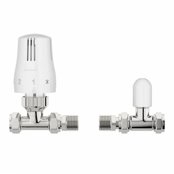 5 pairs of Orchard thermostatic white straight radiator valves