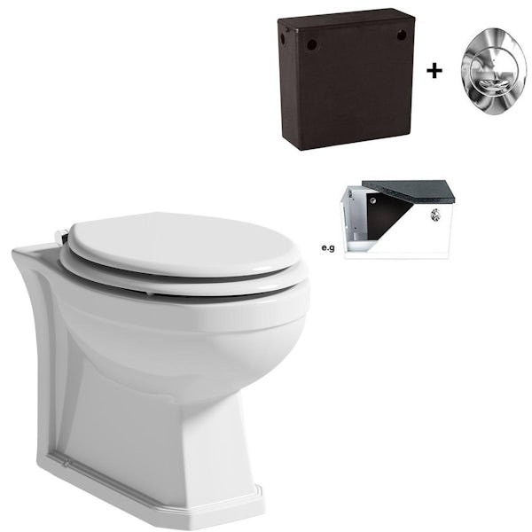 The Bath Co. Camberley back to wall toilet with white seat and concealed cistern
