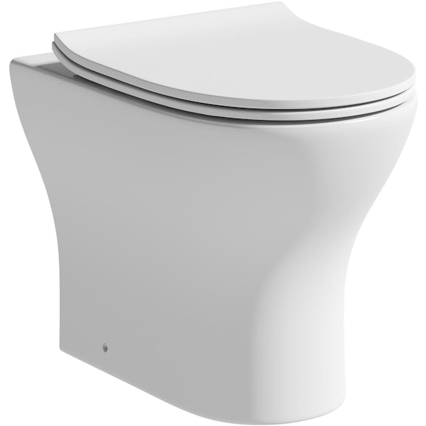 Orchard Derwent round rimless compact back to wall toilet with soft close slim seat