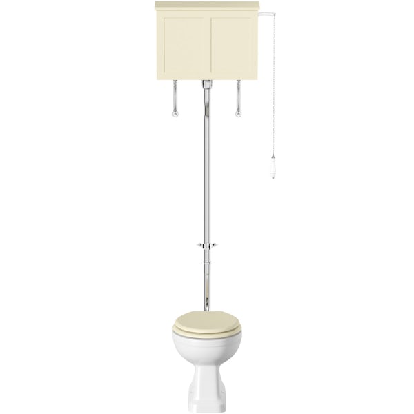 The Bath Co. Camberley high level toilet with ivory toilet box and seat