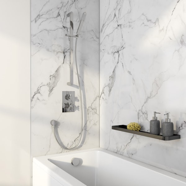 Mode Tate thermostatic shower valve with slider rail and bath filler