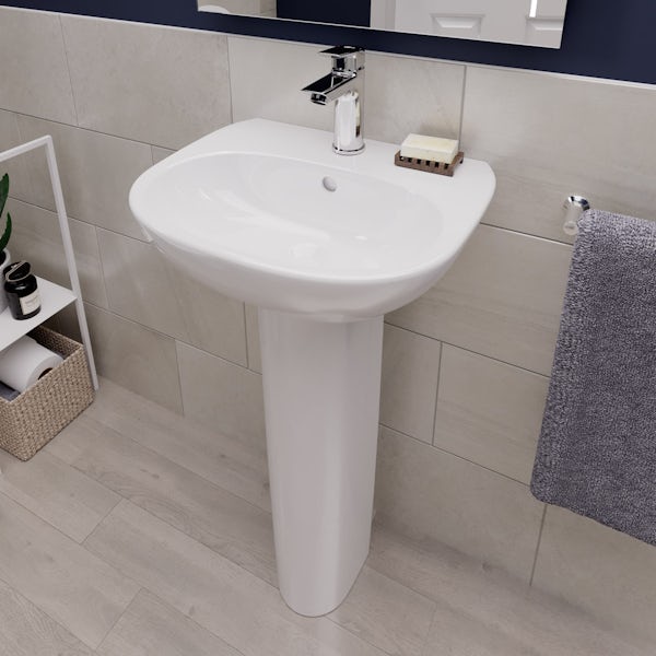 Ideal Standard Tesi cloakroom suite with full pedestal basin 450mm
