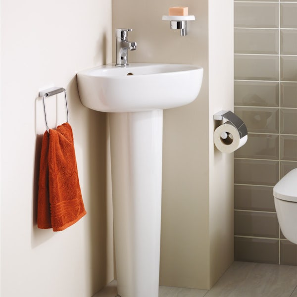 Ideal Standard Studio Echo 1 tap hole corner full pedestal basin 450mm
