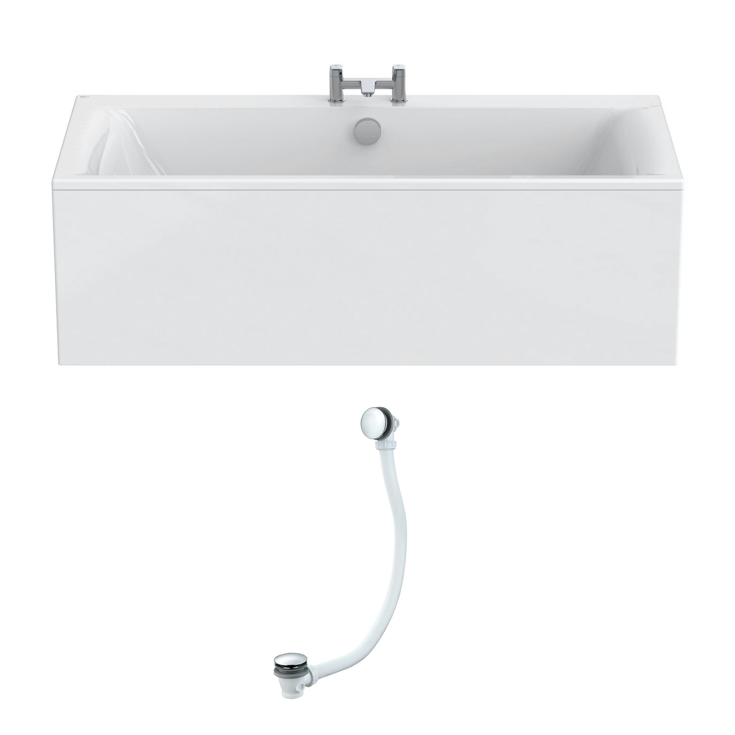 Ideal Standard Connect Air double ended rectangular straight bath and front panel 1700 x 750 with free bath waste