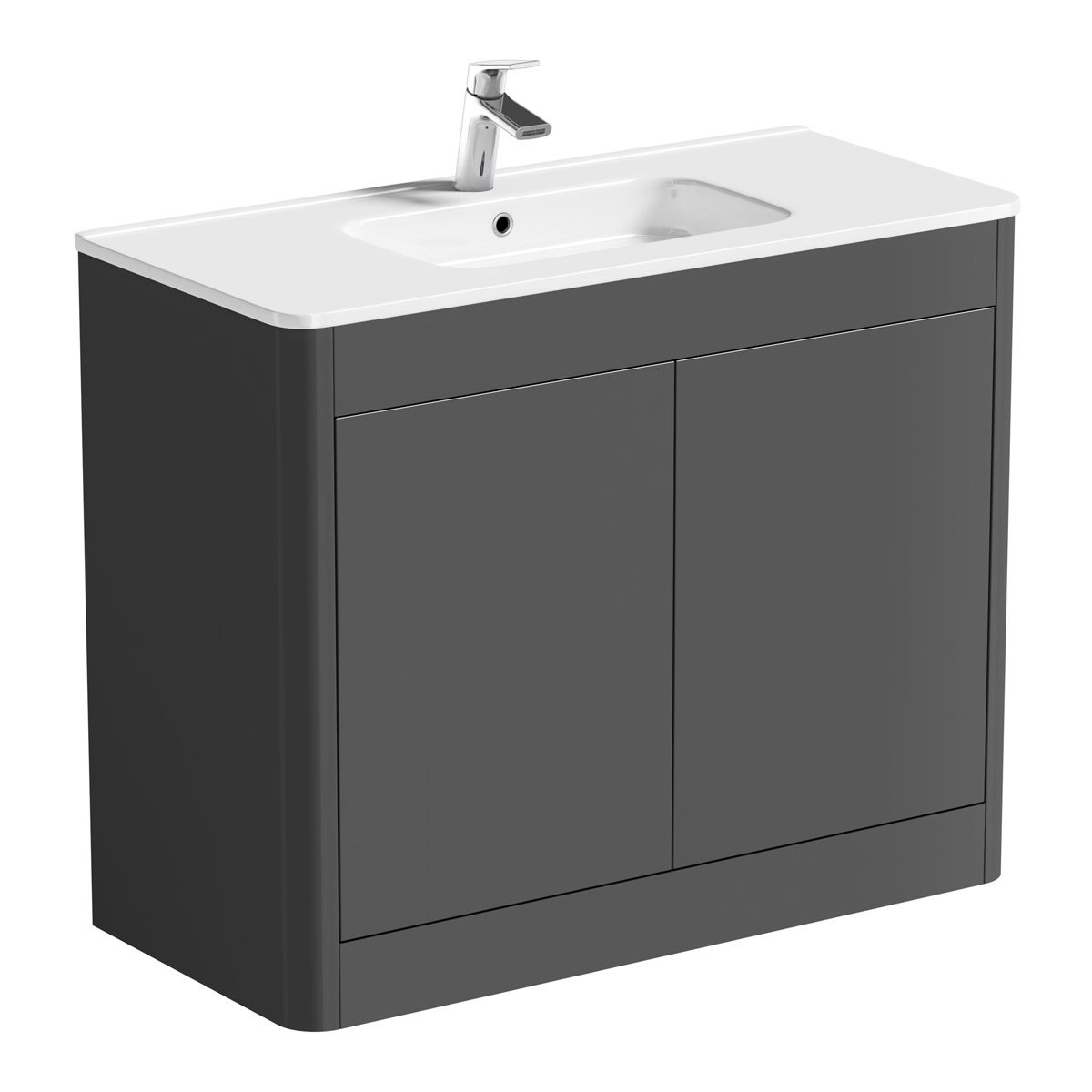 Mode Carter slate gloss grey floorstanding vanity unit and ceramic basin  1000mm
