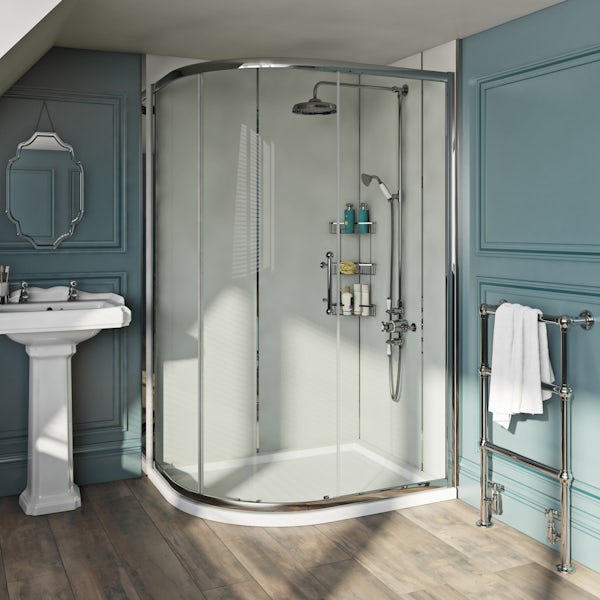 Louise Dear The Serenade Grey acrylic shower wall panel pack with right handed offset quadrant enclosure