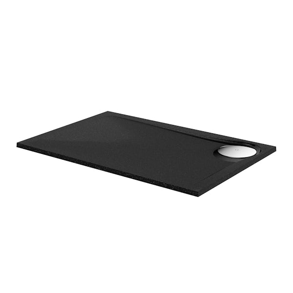 Black granite effect left handed rectangular stone shower tray 1200 x 800
