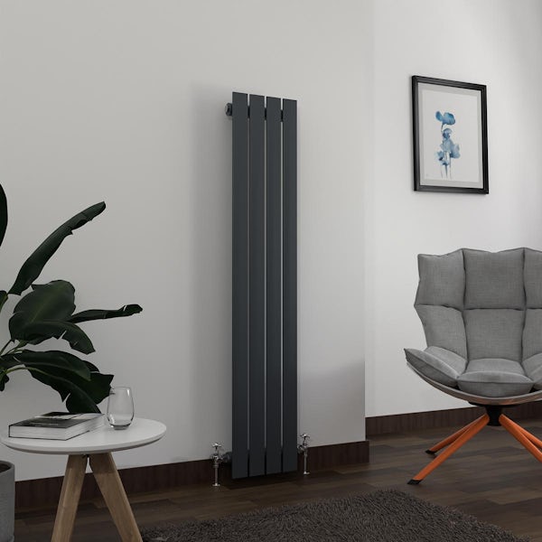 The Heating Co. Bonaire anthracite single vertical flat panel radiator