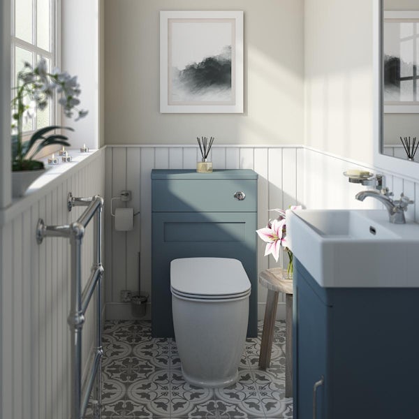 The Bath Co. Aylesford mineral blue back to wall unit 570mm