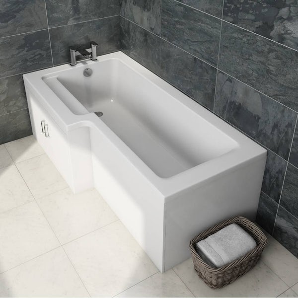 MySpace Water Saving L Shape Shower Bath Left Hand with Storage Panel