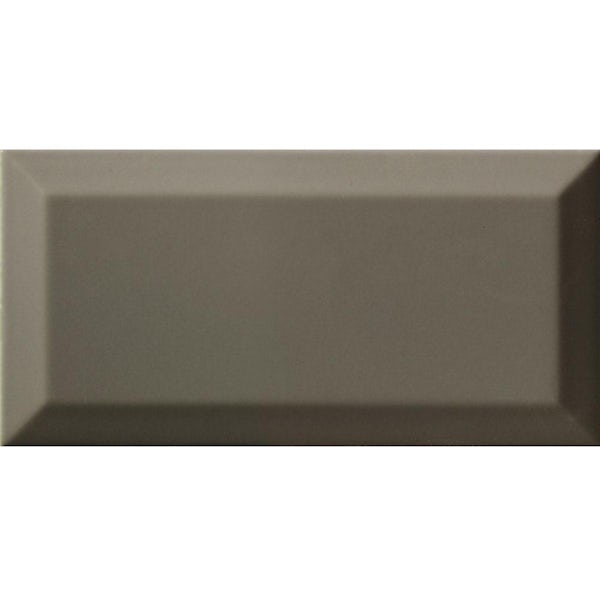 Metro dark grey bevelled gloss wall tile 100mm x 200mm