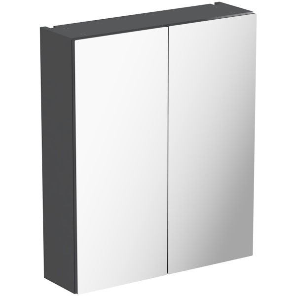 Mode Nouvel gloss grey mirror cabinet 600mm