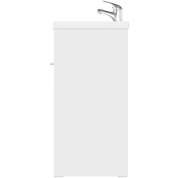 Clarity white floorstanding vanity unit and ceramic basin 760mm with tap