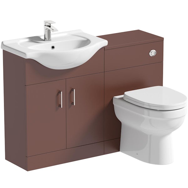Orchard Lea tuscan red 1155mm combination and Eden back to wall toilet with seat