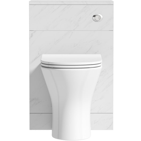 Orchard Lea marble slimline back to wall unit 500mm and Derwent round back to wall toilet with seat