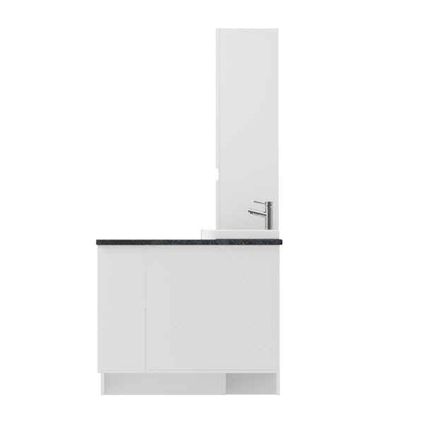 Reeves Wharfe white corner large drawer fitted furniture pack with black worktop
