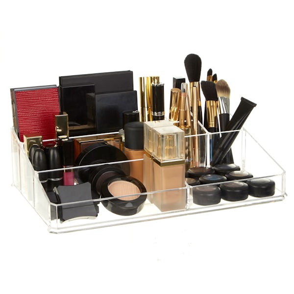 Accents Clear flat cosmetic organiser with 9 compartments